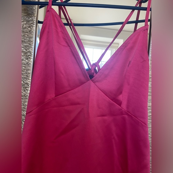 ASOS Extro & Vert strappy midi dress in hot pink satin - Picture 5 of 7